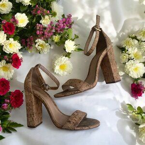 SCHUTZ Cork Ankle Strap Sandals Heels Size 7